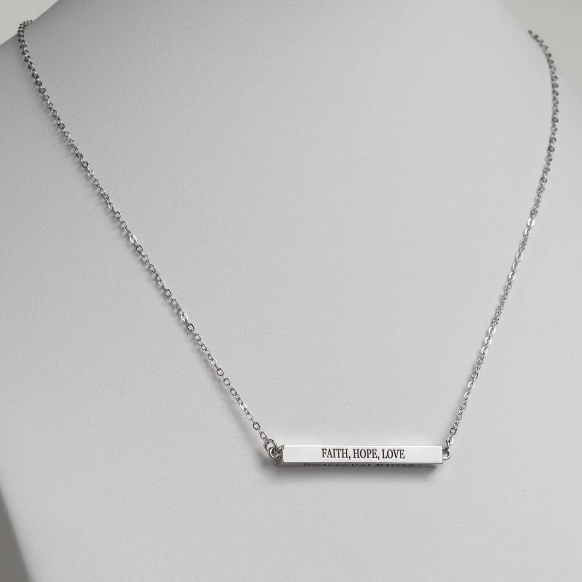 Horizontal 4-sided Bar 'Faith, Hope, Love' Engraved Necklace sold by Limoges Jewelry product image thumbnail 4