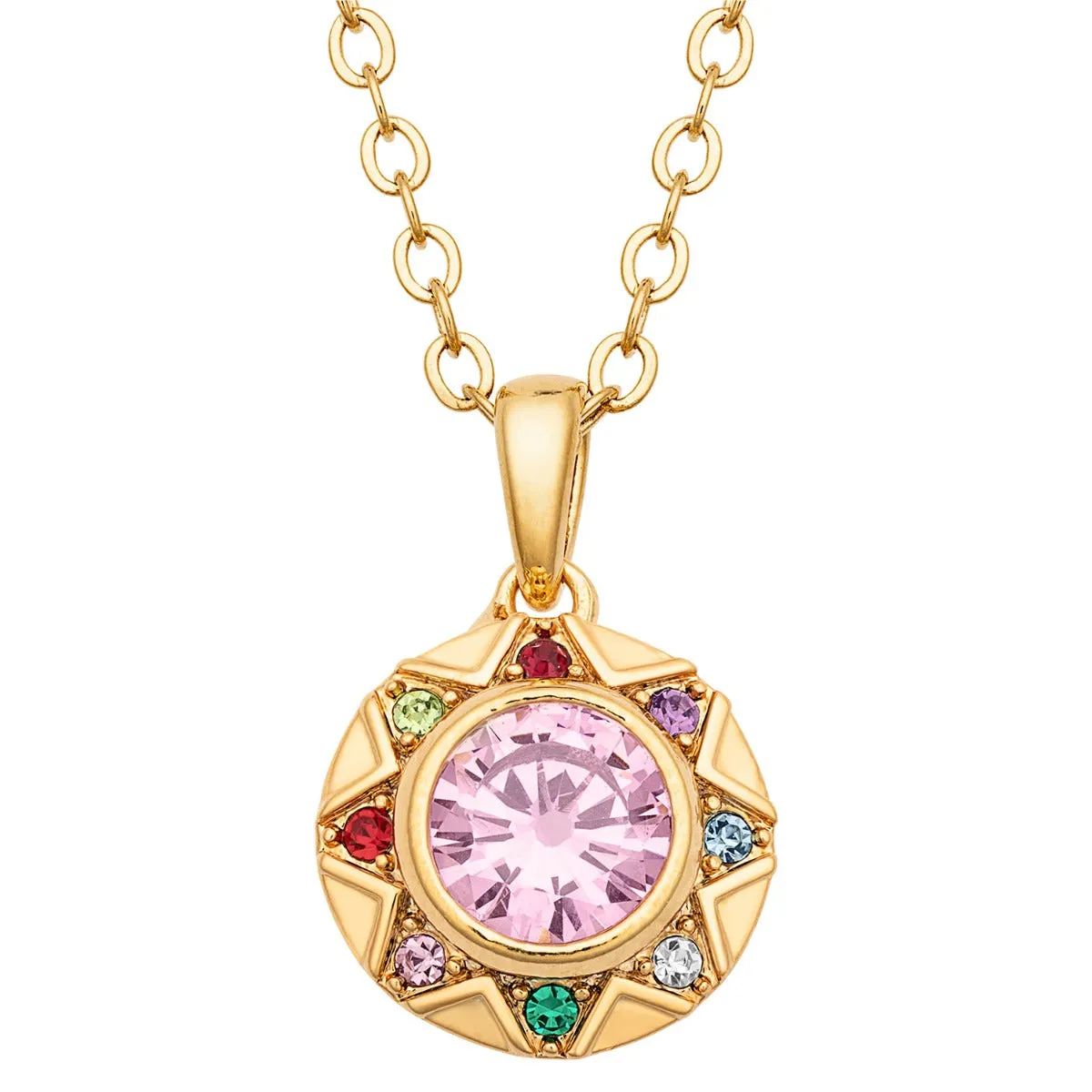 14K Gold Plated Birthstone Starburst Necklace sold by Limoges Jewelry