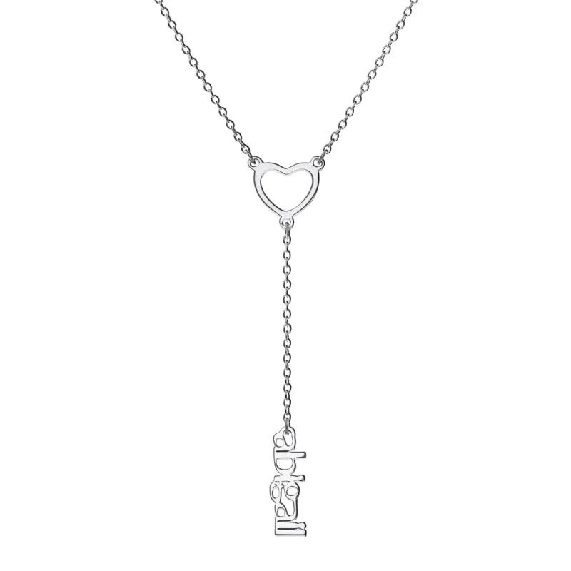 Sterling Silver Lowercase Name and Heart Y-Necklace sold by Limoges Jewelry