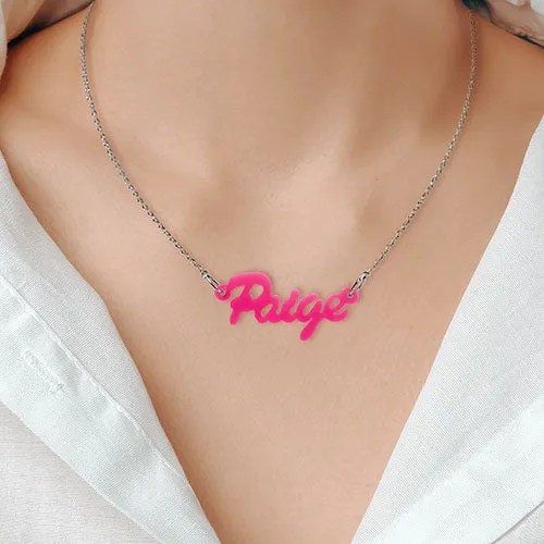 Hollywood Script Acrylic Name Plaque Necklace sold by Limoges Jewelry product image thumbnail 4