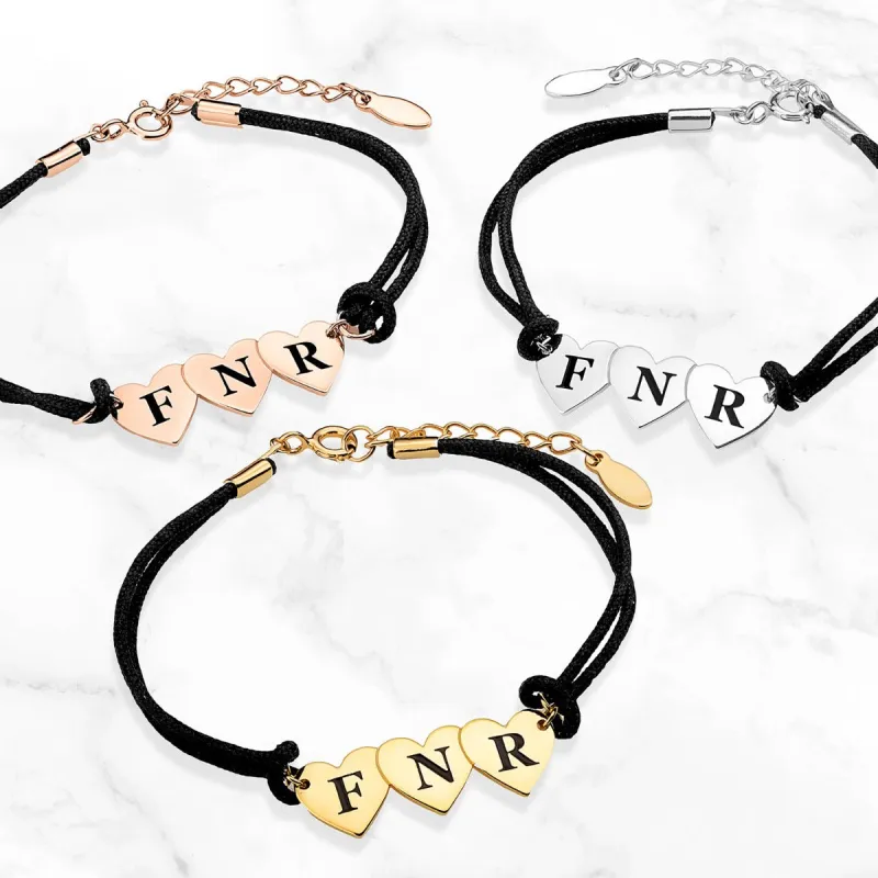 Engraved Initials Heart Bracelet - 3 Initials sold by Limoges Jewelry