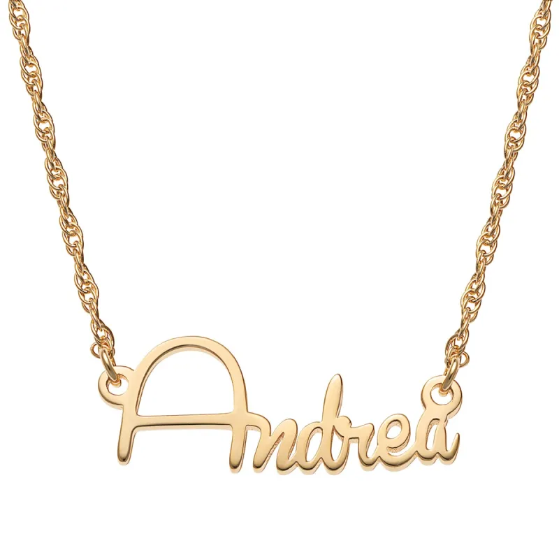 14K Gold Plated Petite Script Name Necklace sold by Limoges Jewelry