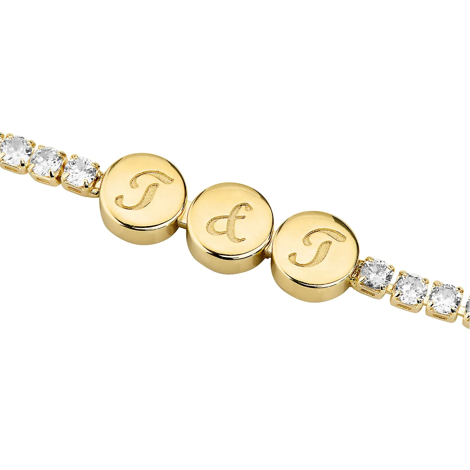 Engraved Script Initials Slider Charms Station CZ Tennis Bracelet sold by Limoges Jewelry product image thumbnail 4