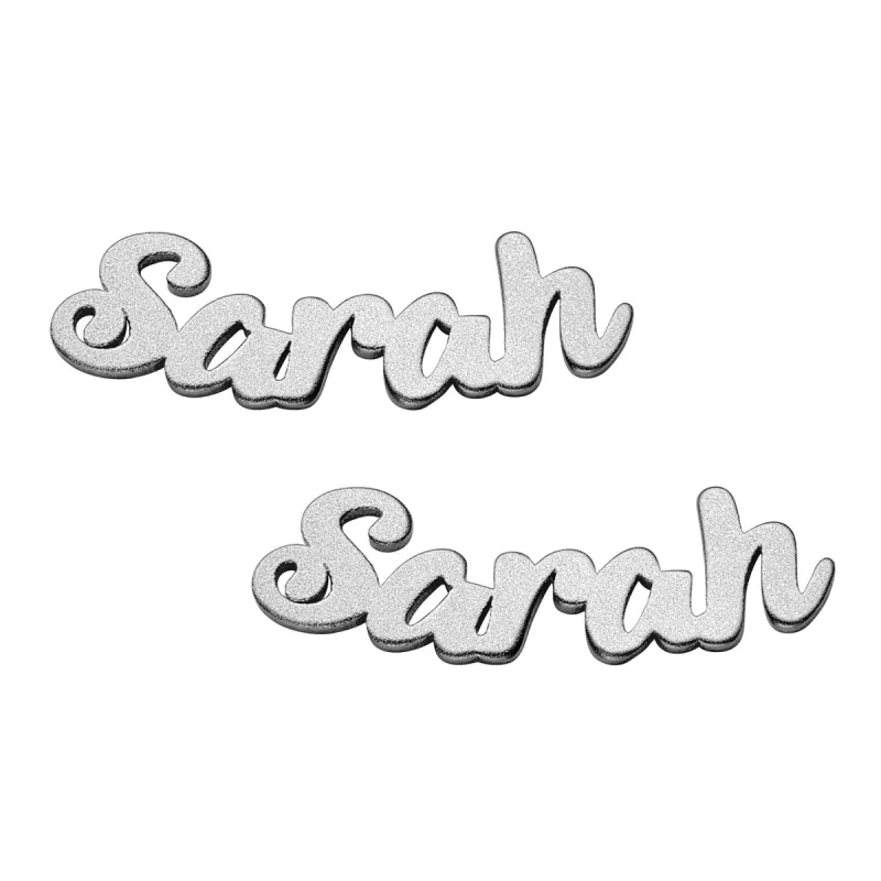 Sterling Silver Satin Finish Name Earrings sold by Limoges Jewelry