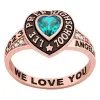 Ladies' Rose Yellow Celebrium Traditional Heart Birthstone with CZ Accents Class Ring sold by Limoges Jewelry