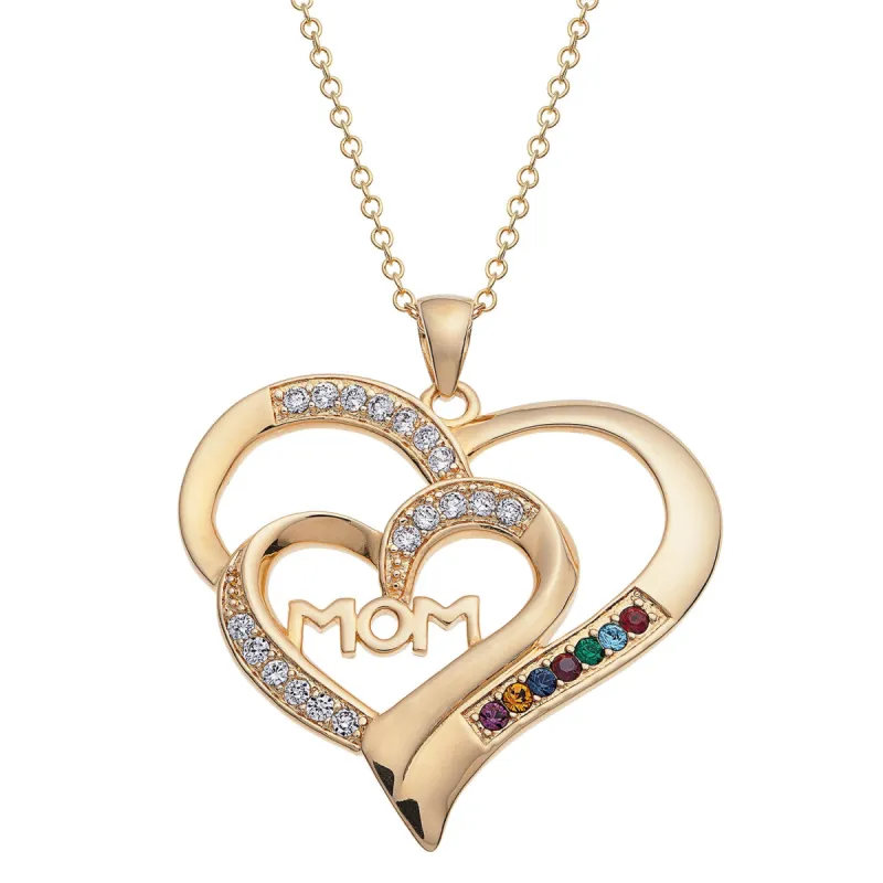 MOM Heart Family Birthstone Pendant sold by Limoges Jewelry
