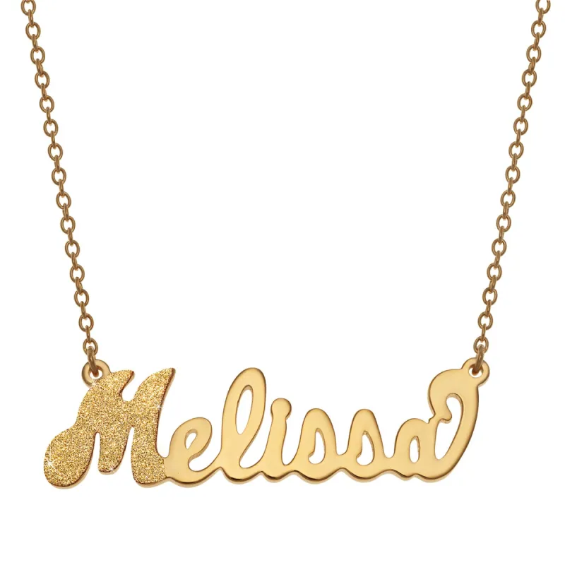 14K Gold over Sterling Dual Finish Name Necklace sold by Limoges Jewelry