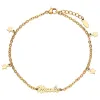 Gold Stainless Steel Star Charm and Name Anklet sold by Limoges Jewelry