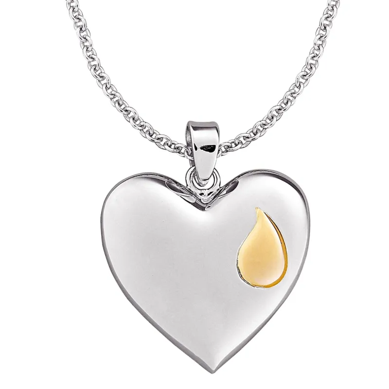 Sterling Silver Memorial Heart Pendant on 20in chain sold by Limoges Jewelry