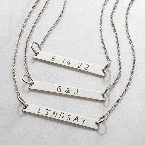 ELIZABETH EDMONDS Sterling Silver Mini Bar Name Necklace sold by Limoges Jewelry