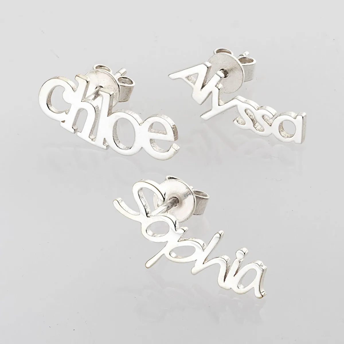 Sterling Silver Personalized Name Crawler Button Earring sold by Limoges Jewelry product image thumbnail 3