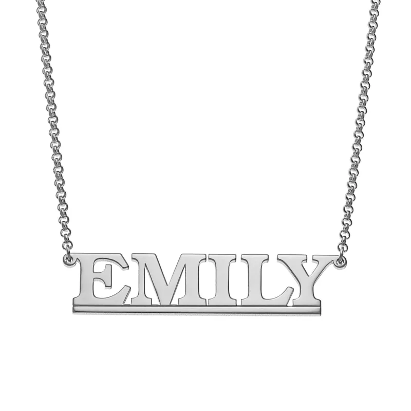 Sterling Silver Uppercase Name Necklace sold by Limoges Jewelry