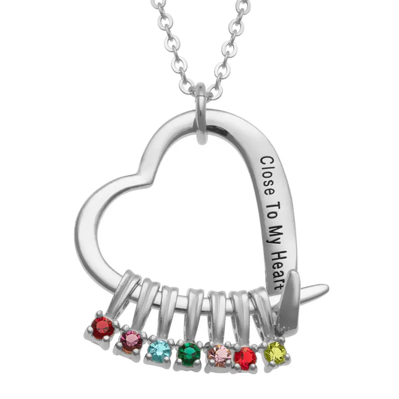 Silver Plated 'Close to My Heart' Birthstone Slider Necklace sold by Limoges Jewelry