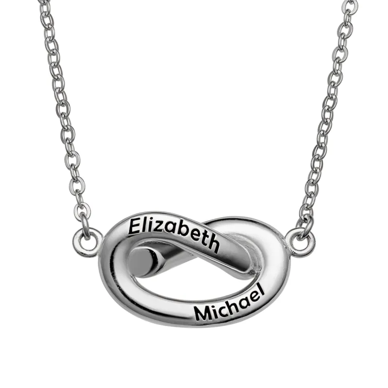Sterling Silver Engraved Name Pretzel Pendant sold by Limoges Jewelry
