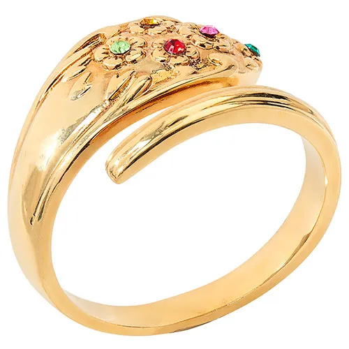 14K Gold Plated Family Birthstone Bypass Spoon Ring sold by Limoges Jewelry product image thumbnail 2