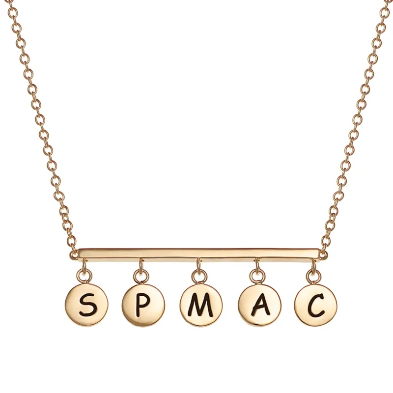 14K Gold over Sterling Family Hanging Initial Bar Necklace sold by Limoges Jewelry