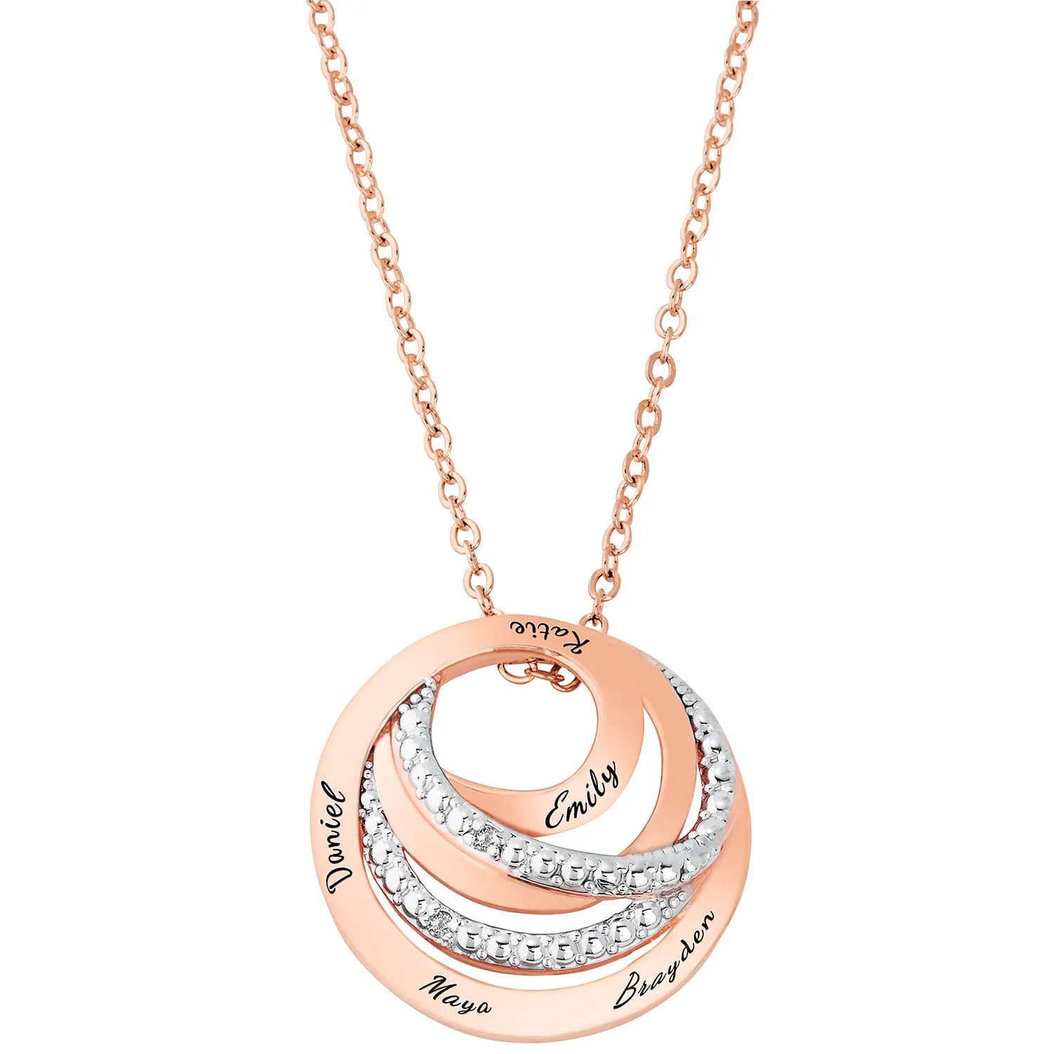 Entwined Engraved Circles with Diamond Accent Necklace sold by Limoges Jewelry product image thumbnail 5