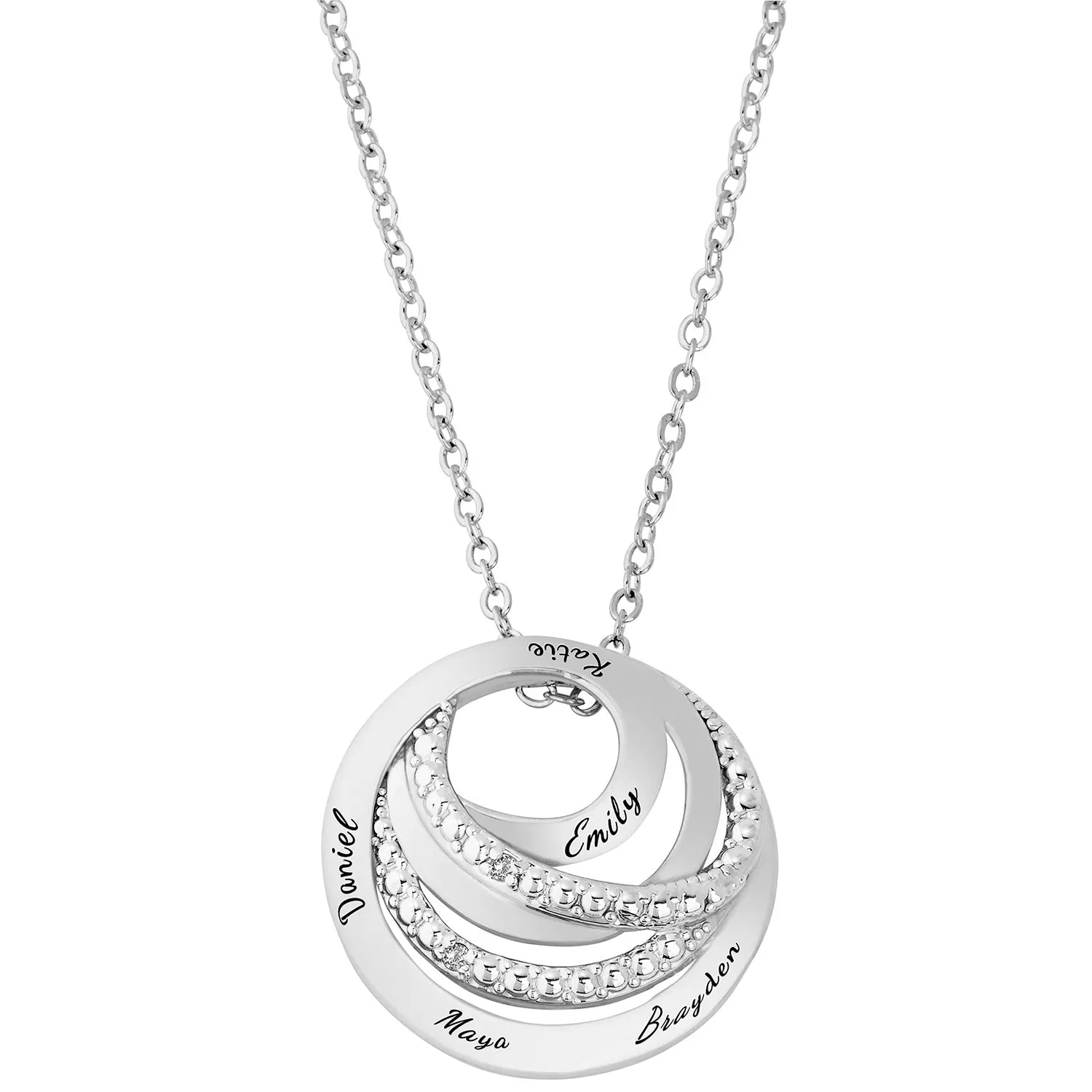 Entwined Engraved Circles with Diamond Accent Necklace sold by Limoges Jewelry product image thumbnail 2