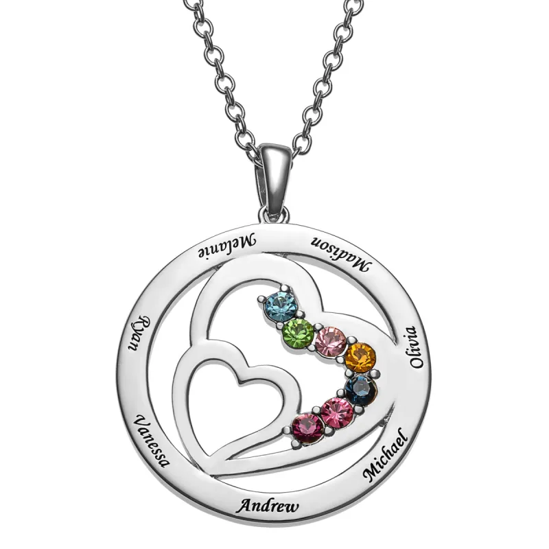 Family Names and Birthstones Heart Pendant sold by Limoges Jewelry