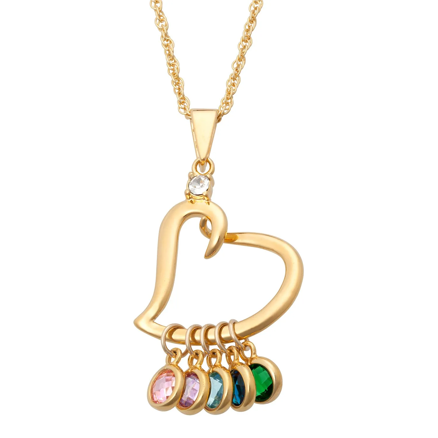 Family Heart Slider Birthstone Necklace sold by Limoges Jewelry