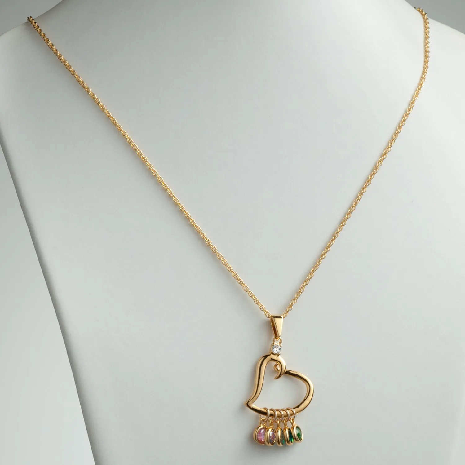 Family Heart Slider Birthstone Necklace sold by Limoges Jewelry product image thumbnail 2