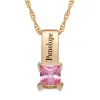 14K Gold over Sterling Engraved Name and Birthstone Charm Pendant sold by Limoges Jewelry