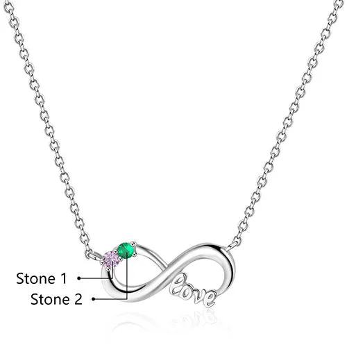 Sterling Silver Couples Birthstone Love Infinity Necklace sold by Limoges Jewelry product image thumbnail 5