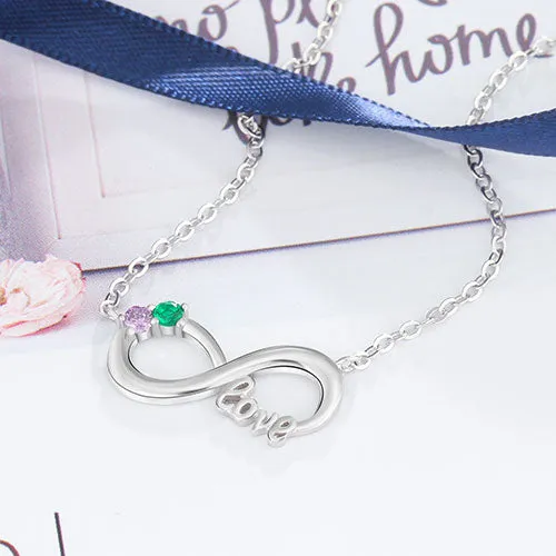 Sterling Silver Couples Birthstone Love Infinity Necklace sold by Limoges Jewelry product image thumbnail 3