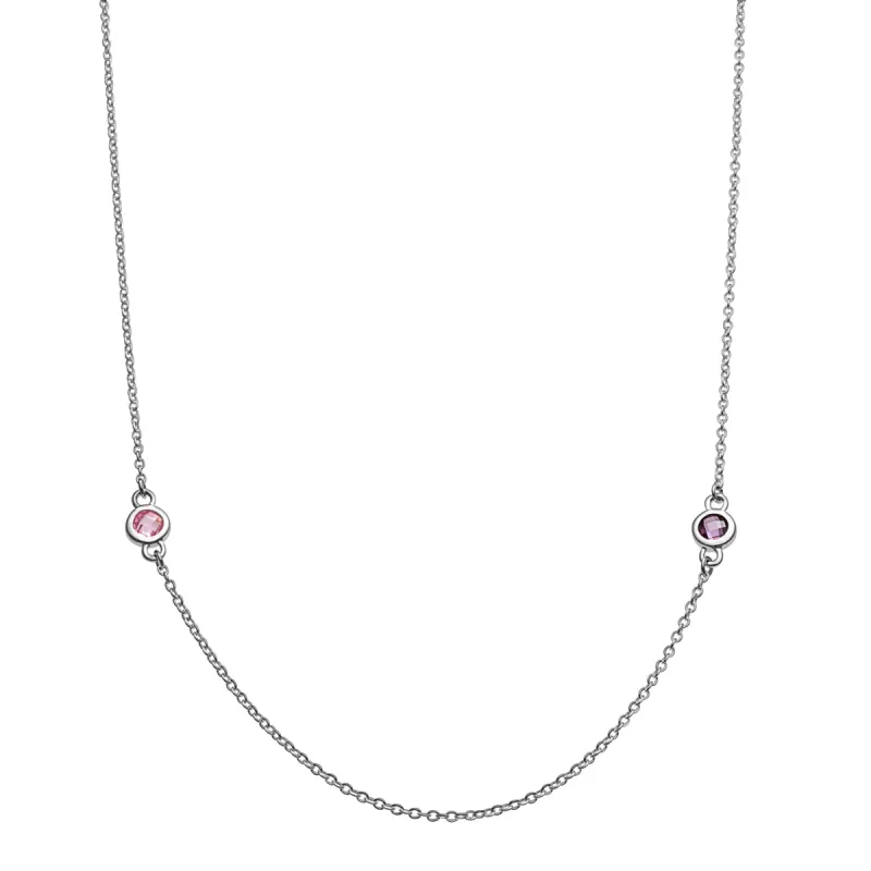 Sterling Silver Station Birthstone Necklace - 2 to 6 Stones sold by Limoges Jewelry