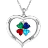 Silver Plated Engraved Heart Birthstone Open Heart Necklace sold by Limoges Jewelry