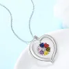 Silver Plated Engraved Heart Birthstone Open Heart Necklace sold by Limoges Jewelry