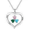 Silver Plated Engraved Heart Birthstone Open Heart Necklace sold by Limoges Jewelry