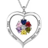 Silver Plated Engraved Heart Birthstone Open Heart Necklace sold by Limoges Jewelry