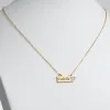 Two Tone Engraved Name with Heart Plaque Necklace sold by Limoges Jewelry