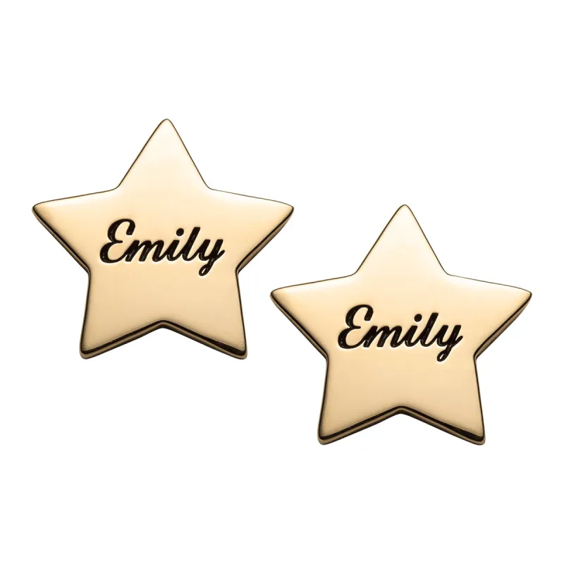 14K Gold over Sterling Personalized Star Stud Earrings sold by Limoges Jewelry