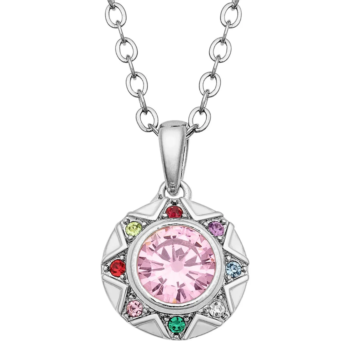 Silver Plated Birthstone Starburst Necklace sold by Limoges Jewelry
