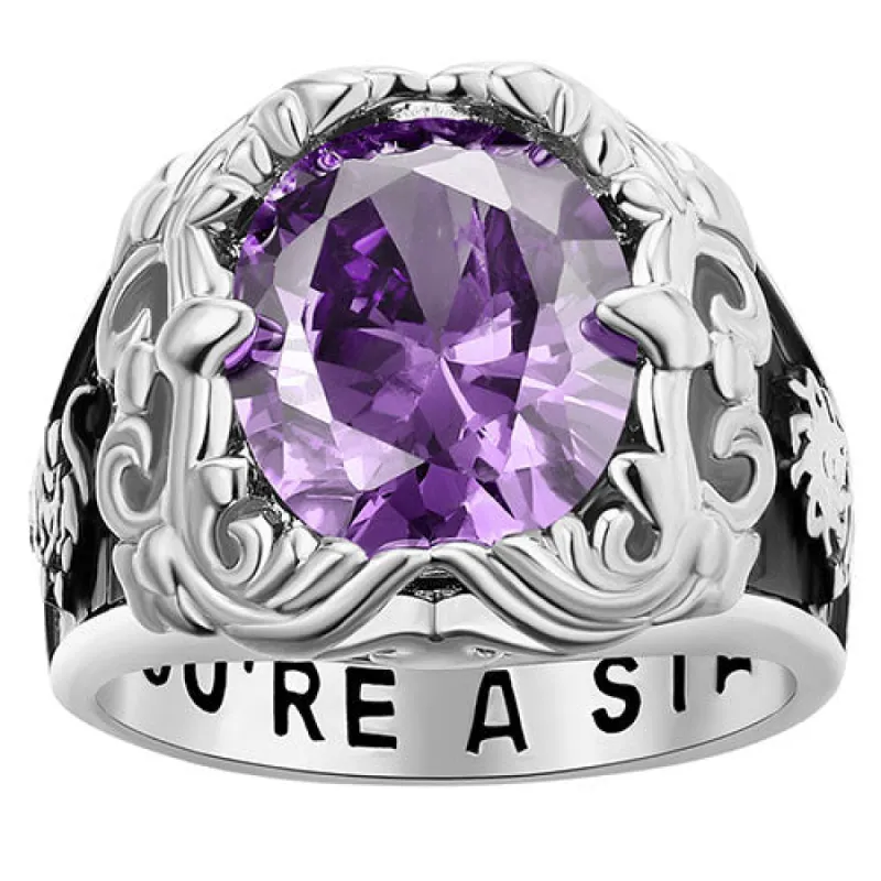 Unisex Silver Plated Art Nouveau Vintage Birthstone Class Ring made by Limoges Jewelry