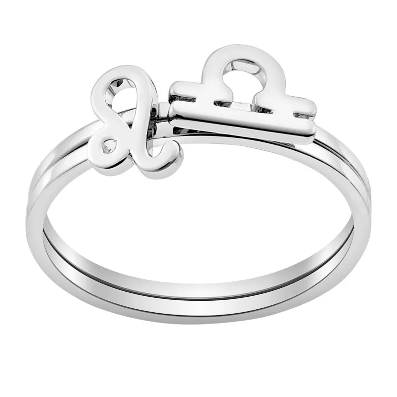 Sterling Silver Cutout Zodiac Stack Ring Set of 2 sold by Limoges Jewelry