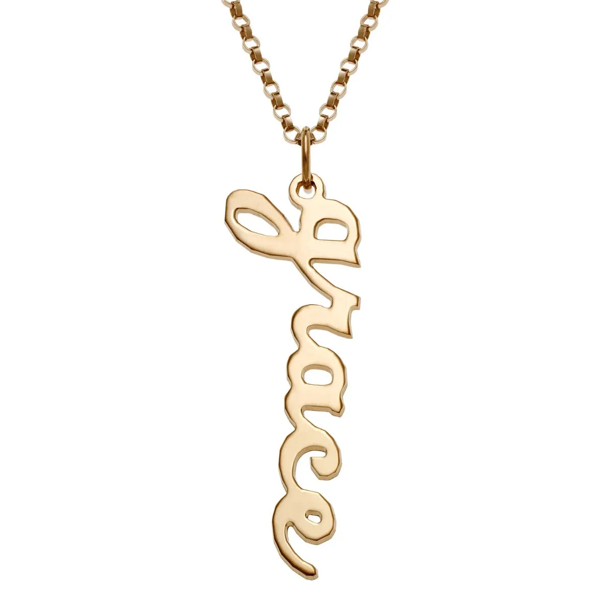 14K Gold Plated Vertical Lowercase Script Name Necklace sold by Limoges Jewelry