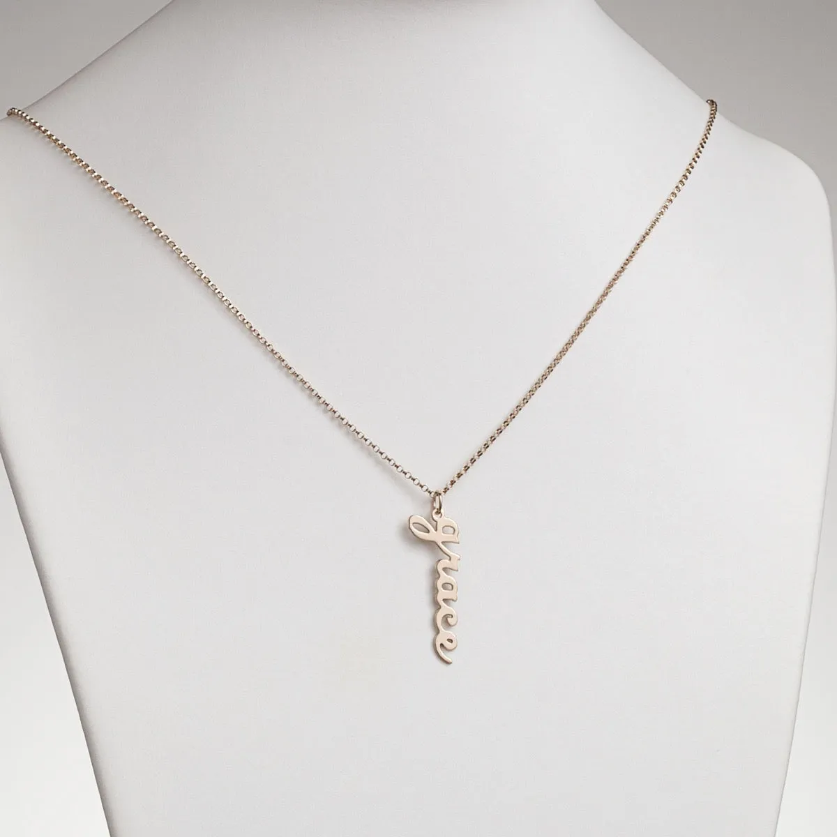 14K Gold Plated Vertical Lowercase Script Name Necklace sold by Limoges Jewelry product image thumbnail 3