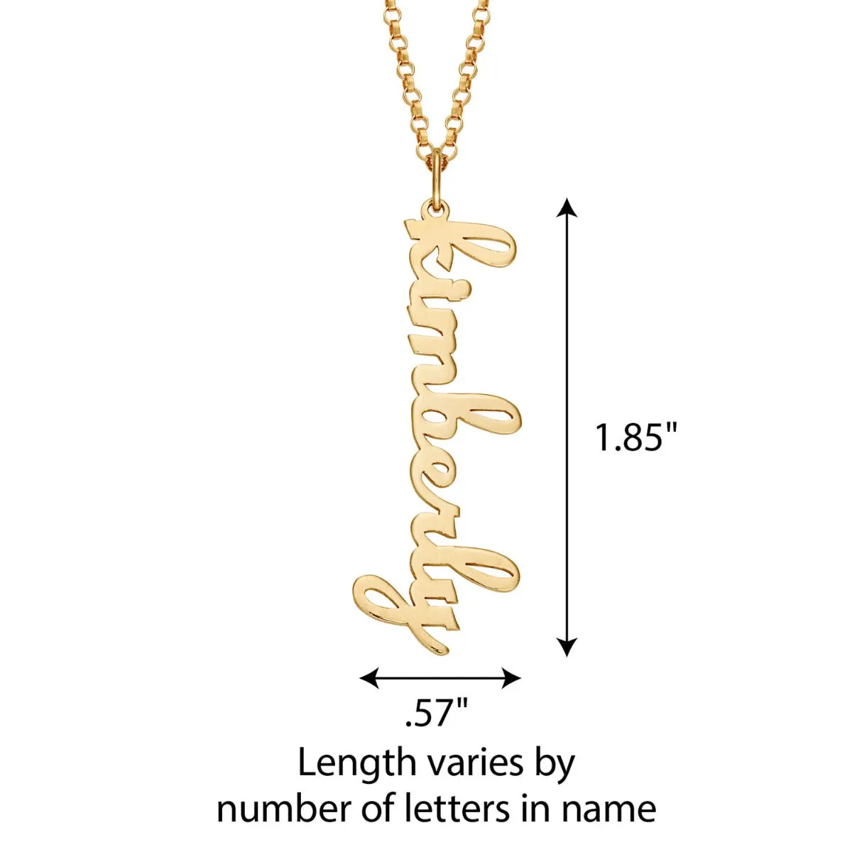14K Gold Plated Vertical Lowercase Script Name Necklace sold by Limoges Jewelry product image thumbnail 4