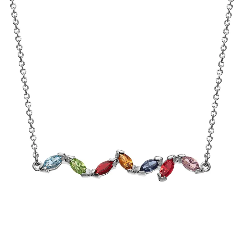 Sterling Silver Marquise Family Birthstone Necklace sold by Limoges Jewelry