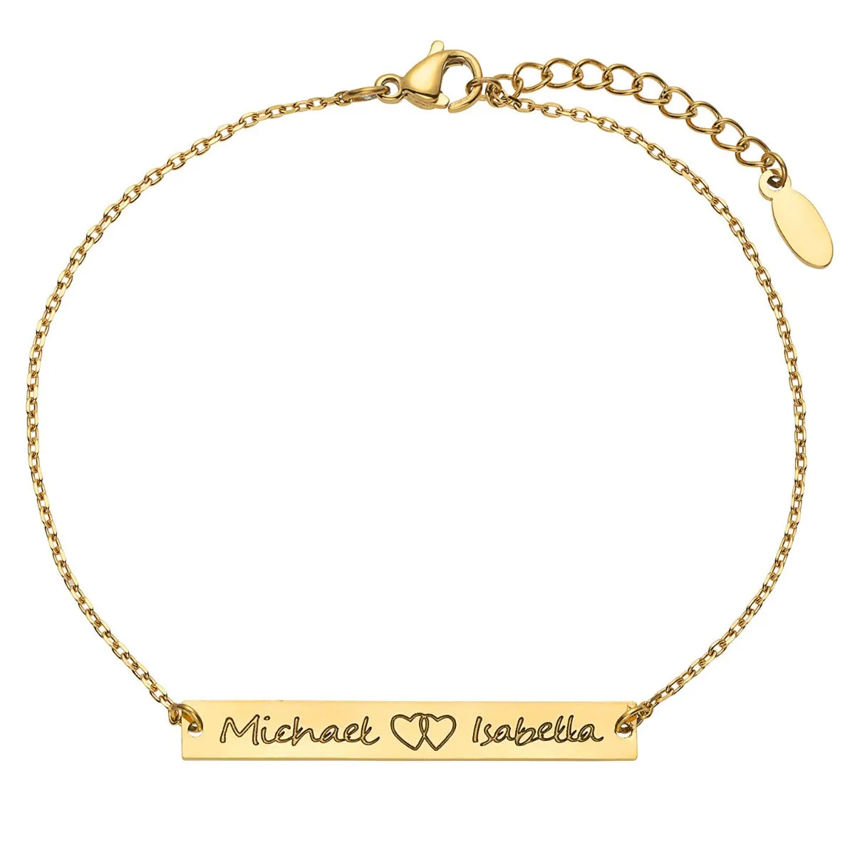 Stainless Steel Double Name with Heart Bar Bracelet sold by Limoges Jewelry product image thumbnail 4