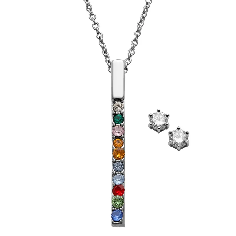 Mother/Grandmother's Birthstone Pendant Plus Bonus CZ Studs sold by Limoges Jewelry