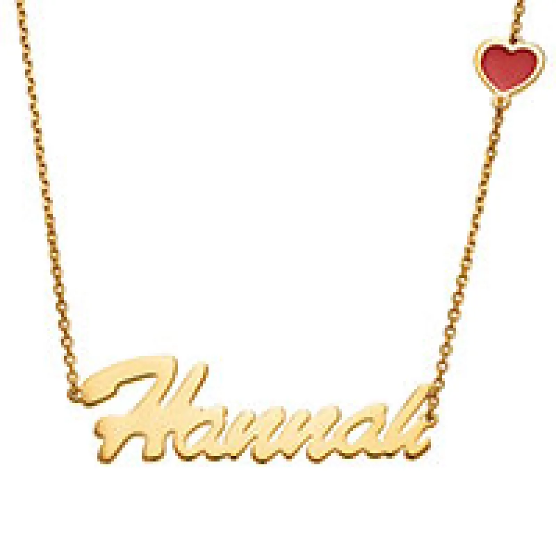 14K Gold Plated Script Name with Enamel Heart Necklace sold by Limoges Jewelry