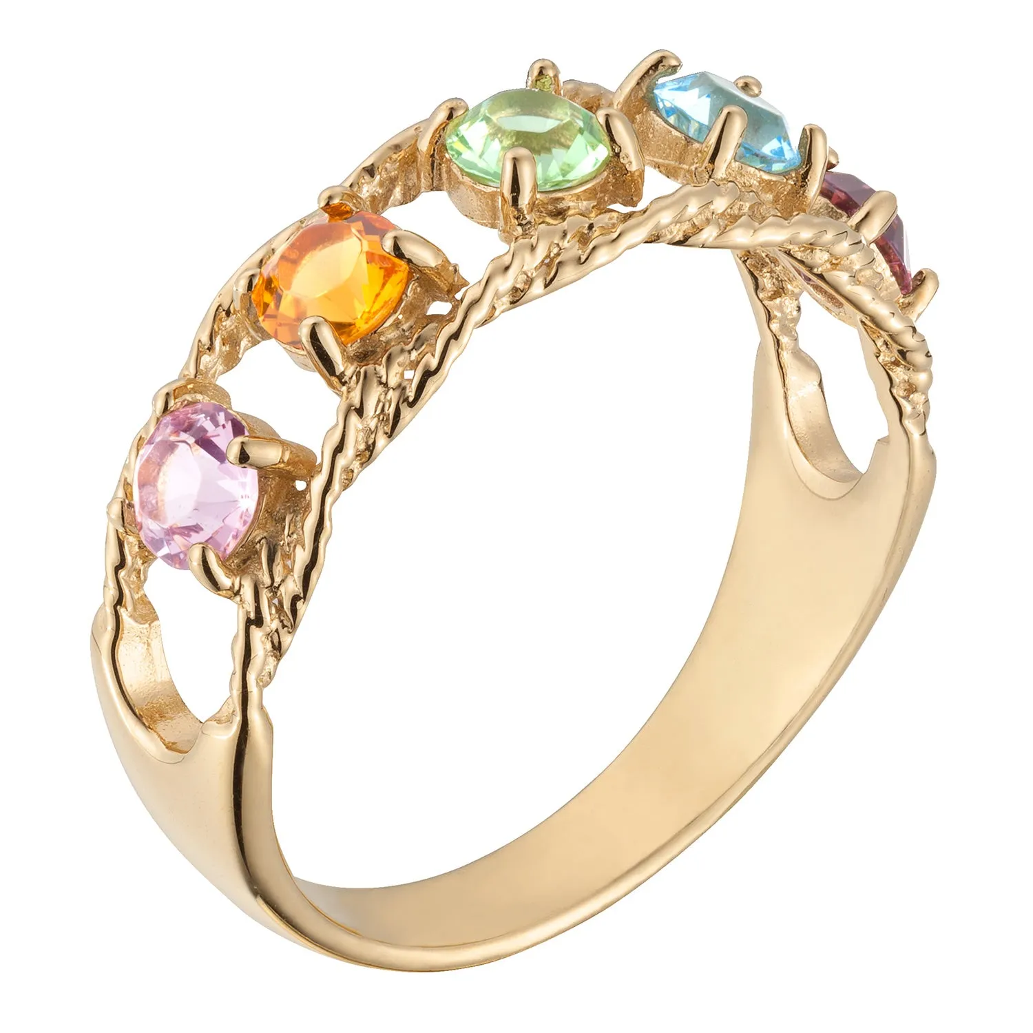14K Gold over Sterling Family Rope Birthstone Ring - 5 Stones sold by Limoges Jewelry product image thumbnail 2