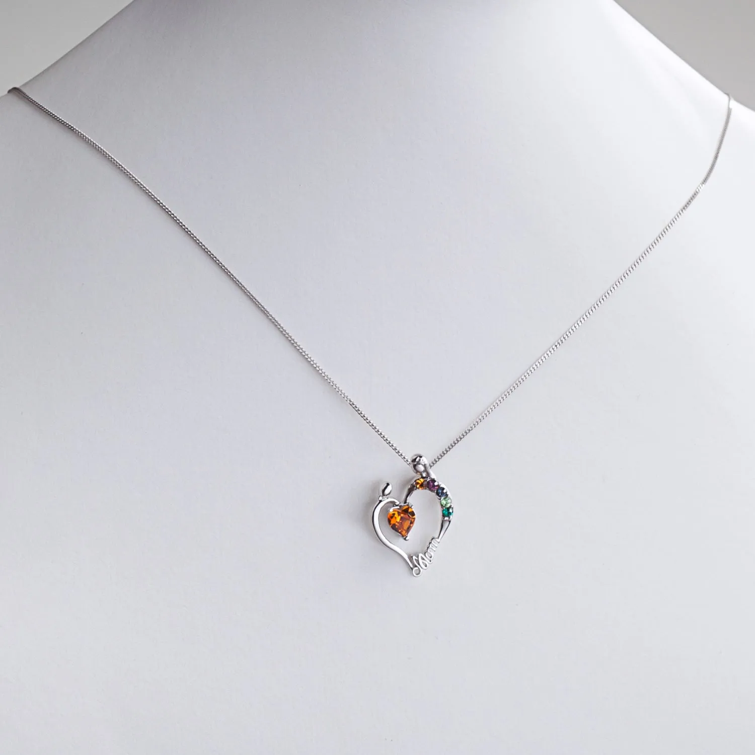 Sterling Silver Mother's Embrace Family Birthstone Pendant sold by Limoges Jewelry product image thumbnail 2