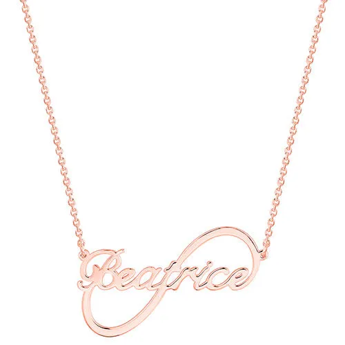 Sterling Silver Modern Script Name Infinity Plaque Necklace sold by Limoges Jewelry product image thumbnail 4