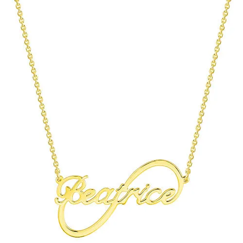 Sterling Silver Modern Script Name Infinity Plaque Necklace sold by Limoges Jewelry product image thumbnail 3