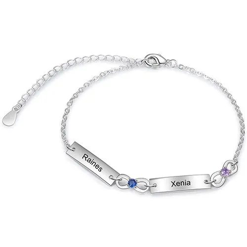 Silver Plated Engraved Bar and Infinity Birthstone Bracelet sold by Limoges Jewelry product image thumbnail 5